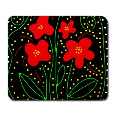 Red Flowers Large Mousepads by Valentinaart
