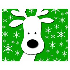 Christmas Reindeer - Green Double Sided Flano Blanket (medium)  by Valentinaart