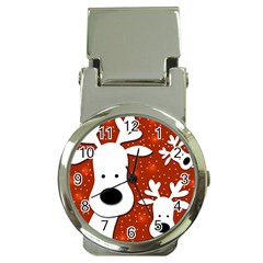 Christmas Reindeer - Red 2 Money Clip Watches by Valentinaart
