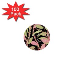 Pink And Ocher Ivy 1  Mini Buttons (100 Pack)  by Valentinaart
