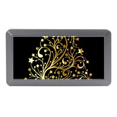 Decorative Starry Christmas Tree Black Gold Elegant Stylish Chic Golden Stars Memory Card Reader (mini) by yoursparklingshop