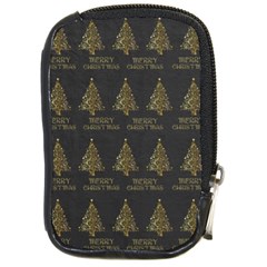 Merry Christmas Tree Typography Black And Gold Festive Compact Camera Cases by yoursparklingshop