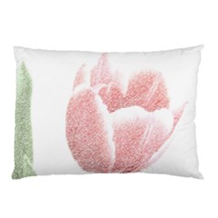 Red Tulip Pencil Drawing Pillow Case (two Sides) by picsaspassion