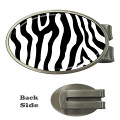 Zebra Horse Skin Pattern Black And White Money Clips (oval)  by picsaspassion