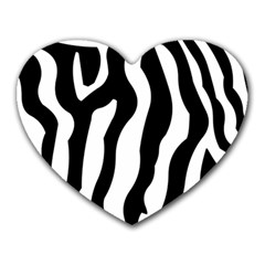 Zebra Horse Skin Pattern Black And White Heart Mousepads by picsaspassion