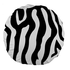 Zebra Horse Skin Pattern Black And White Large 18  Premium Flano Round Cushions by picsaspassion