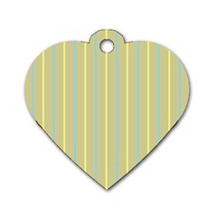 Summer Sand Color Blue And Yellow Stripes Pattern Dog Tag Heart (one Side) by picsaspassion