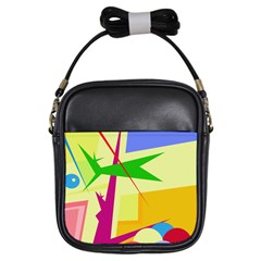 Colorful Abstract Art Girls Sling Bags by Valentinaart