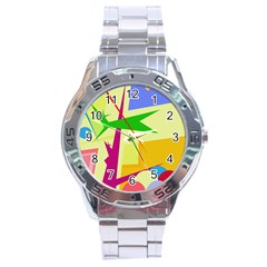 Colorful Abstract Art Stainless Steel Analogue Watch by Valentinaart