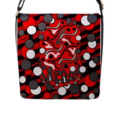 Red Mess Flap Messenger Bag (l)  by Valentinaart