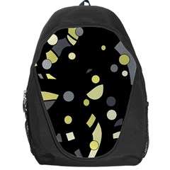 Yellow And Gray Abstract Art Backpack Bag by Valentinaart