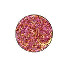 Pink Yellow Hippie Flower Pattern Zz0106 Hat Clip Ball Marker by Zandiepants