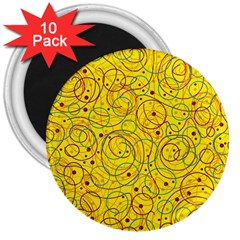 Yellow Abstract Art 3  Magnets (10 Pack)  by Valentinaart