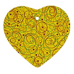 Yellow Abstract Art Heart Ornament (2 Sides) by Valentinaart