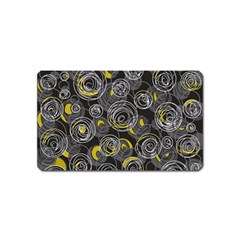 Gray And Yellow Abstract Art Magnet (name Card) by Valentinaart