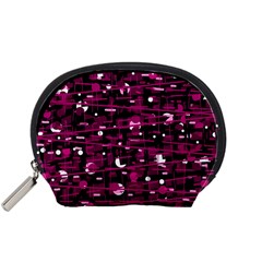 Magenta Abstract Art Accessory Pouches (small)  by Valentinaart