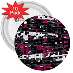 Magenta, white and gray decor 3  Buttons (10 pack) 