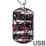 Magenta, white and gray decor Dog Tag USB Flash (Two Sides) 