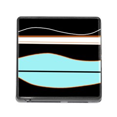 Cyan, Black And White Waves Memory Card Reader (square) by Valentinaart