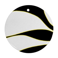 Yellow, Black And White Round Ornament (two Sides)  by Valentinaart