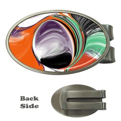 Abstract Orb In Orange, Purple, Green, And Black Money Clips (oval)  by digitaldivadesigns