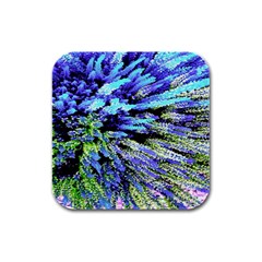 Colorful Floral Art Rubber Square Coaster (4 Pack)  by yoursparklingshop