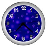 Blue Xmas design Wall Clocks (Silver) 