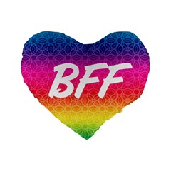 Bff Rainbow Rings Standard 16  Premium Flano Heart Shape Cushion  by PhotoThisxyz
