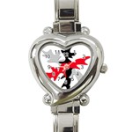 Gray, red and black shape Heart Italian Charm Watch