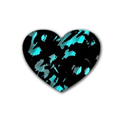 Painter Was Here - Cyan Heart Coaster (4 Pack)  by Valentinaart