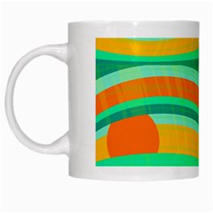 Green And Orange Decorative Design White Mugs by Valentinaart