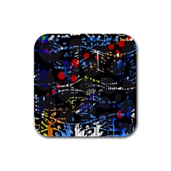Blue Confusion Rubber Square Coaster (4 Pack)  by Valentinaart