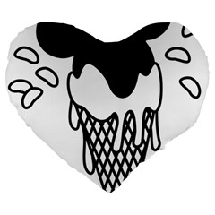 Blackandwhite Mickey Icecream Large 19  Premium Flano Heart Shape Cushions by XOOXOO