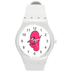 Devil Face Character Illustration Round Plastic Sport Watch (m) by dflcprints
