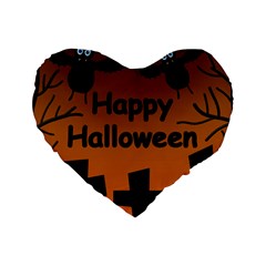 Happy Halloween - Bats On The Cemetery Standard 16  Premium Flano Heart Shape Cushions by Valentinaart