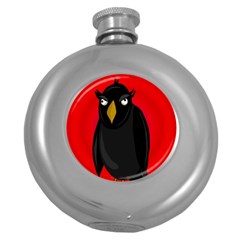 Halloween - Old Raven Round Hip Flask (5 Oz) by Valentinaart