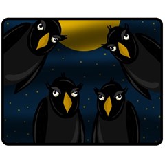 Halloween - Black Crow Flock Fleece Blanket (medium)  by Valentinaart