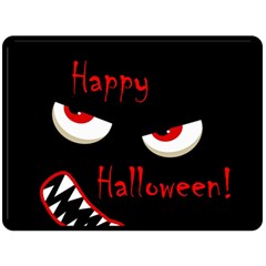 Happy Halloween - Red Eyes Monster Fleece Blanket (large)  by Valentinaart