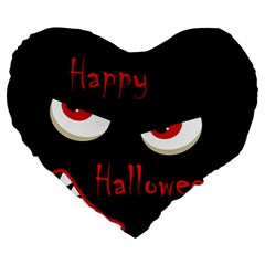 Happy Halloween - Red Eyes Monster Large 19  Premium Flano Heart Shape Cushions by Valentinaart
