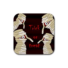 Halloween Mummy Rubber Coaster (square)  by Valentinaart