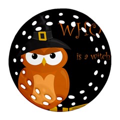 Halloween Witch - Orange Owl Ornament (round Filigree)  by Valentinaart
