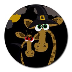 Giraffe Halloween Party Round Mousepads by Valentinaart