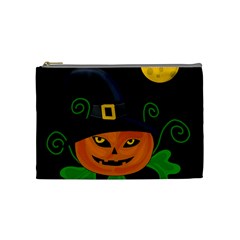 Halloween Witch Pumpkin Cosmetic Bag (medium)  by Valentinaart