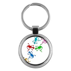 Colorful Lizards Key Chains (round)  by Valentinaart