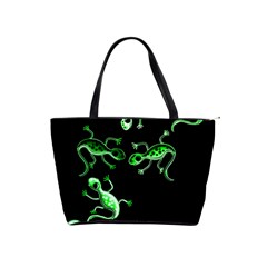 Green Lizards Shoulder Handbags by Valentinaart