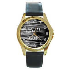 Black An White  chill Out  Round Gold Metal Watch by Valentinaart