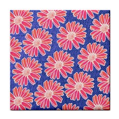 Pink Daisy Pattern Tile Coasters by DanaeStudio
