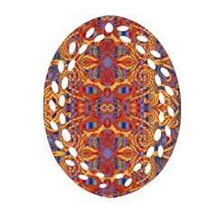 Oriental Watercolor Ornaments Kaleidoscope Mosaic Oval Filigree Ornament (2-side)  by EDDArt