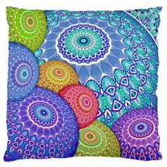 India Ornaments Mandala Balls Multicolored Large Cushion Case (one Side) by EDDArt