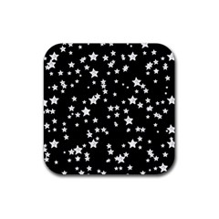 Black And White Starry Pattern Rubber Square Coaster (4 Pack)  by DanaeStudio
